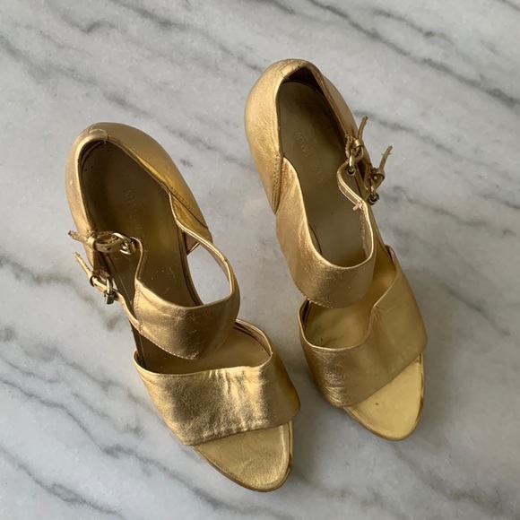 Nine West Shoes - Nine West Womens Gold Strap Sandal Heels